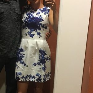 Floral cocktail dress Blue and White
